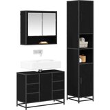 vidaXL set namještaja za kupaonicu s ladicama zidne 3 pcs crni hrast | shoptok.hr