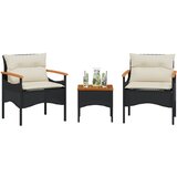 Maison Chic Seti vrtnega pohištva - Vrtna garnitura - Vrtni pohištvo set 3-delna z blazinami črn poli ratan, (21811548) | Shoptok.si