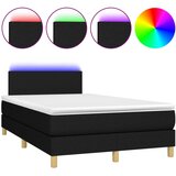 vidaXL Box spring postelja z vzmetnico LED črna 120x200 cm blago, (20790060) Cene