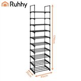 Ruhhy polica za cipele s 10 razina 45x30x174 cm, crna Slike