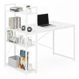 uredski stol 120 × 60 cm s policom i 3 police – bijeli