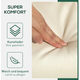  Fotelja na razvlačenje s podnožjem naslon za naginjanje 145° okretanje 360° umjetna koža krem ​​bijela | shoptok.hr