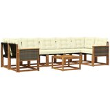vidaXL Zunanja garnitura za sedenje z blazino 8 pcs Naravna in smetana, (5000272818) | Shoptok.si