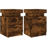  Noćni ormarići s LED svjetlima 2 kom dimljeni hrast 35x39x55 cm | shoptok.hr