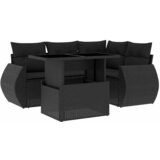 Maison Chic Seti vrtnega pohištva - Vrtna garnitura - Vrtni pohištvo set 5-delna z blazinami črn poli ratan, (21815936) | Shoptok.si