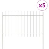 vidaXL vrtna ograja z vrhom v obliki kopja, bela, 8,5x0,8 m, jeklo | Shoptok.si