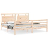  The Living Store Posteljni okvir z vzglavjem trden les - Posteljni Okvir, (21450259) | Shoptok.si