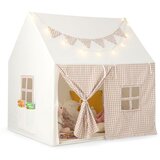  Dječji unutarnji šator, dječja igračka kućica s podlogom i svjetlima, dim. 125 x 100 x 127 cm, bež. | shoptok.hr
