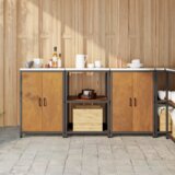  Kuhinjski set za pohranu s policom s pohranom s vratima 3 pcs Rđa 180 x 50 x 92 cm Cijene