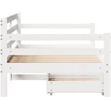  Dnevni krevet s ladicama bez madraca bijeli 90x190 cm masivno drvo | Shoptok.si