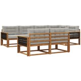 vidaXL Zunanja garnitura za sedenje 7 pcs Naravna in svetlo siva, (5000280410) | Shoptok.si