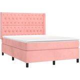 box spring s madracem LED ružičasti 140x190cm baršunasti | shoptok.hr