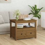 vidaXL Klubska mizica medeno rjava 71x49x55 cm trdna borovina Cene