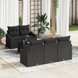 vidaXL 6-delni set vrtnih kavčev z blazinami Črn Poli ratan | Shoptok.si