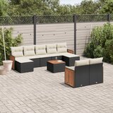 Maison Chic Seti vrtnega pohištva - Vrtna garnitura - Vrtni pohištvo set 10-delna z blazinami črn poli ratan, (21811855) | Shoptok.si