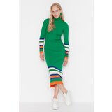 Trendyol Green Striped Knitwear Dress Cene