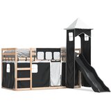 The Living Store pograd s toboganom in zavesami bel in črn 90x200 cm - pograd, (21488178) | Shoptok.si