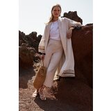 Trendyol Beige Ethnic Patterned Cotton Blend Long Woven Kimono & Kaftan | Shoptok.si