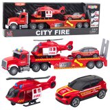 Lean Toys Gasilski tovornjak, vlečno vozilo, helikopter, avtomobilske luči, zvoki | Shoptok.si