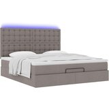 vidaXL Otomanski krevet s madracem i LED smeđesivi 160x200cm tkanine | shoptok.hr