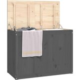 vidaXL Zaboj za perilo siv 88,5x44x66 cm trdna borovina | Shoptok.si