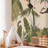 Foto tapeta - Leaves and Shapes - Jungle in Faded Colours With Animals 450x315 Premium | shoptok.hr