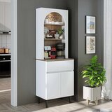 Hanah home Ledli ormarić za kafe kutak 60 × 179 × 41,8 cm, bela/atlantski bor Cene