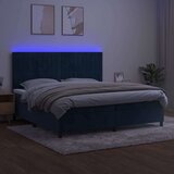  Box spring s madracem LED tamnoplavi 200x200 cm baršun | shoptok.hr