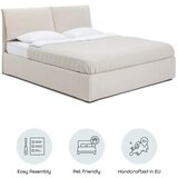 Bonami Selection Bež oblazinjena zakonska postelja s prostorom za shranjevanje z letvenim dnom 160x200 cm Thessa Pillow – | Shoptok.si