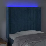  Posteljno vzglavje temno modro 103x16x118/128 cm žamet | Shoptok.si