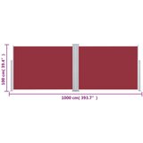 vidaXL Uvlačiva bočna tenda 100 x 1000 cm crvena | shoptok.hr