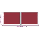vidaXL Zložljiva stranska tenda rdeča 100x1000 cm | Shoptok.si