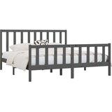  Posteljni okvir siv iz trdnega lesa 200x200 cm, (20646121) | Shoptok.si