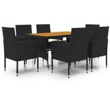  7-dijelni vanjski blagovaonski set od poliratana crni | Eponuda.com