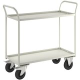 Kongamek Transportni voziček KM41, 2 polici z robom, DxŠxV 1080 x 450 x 1000 mm, bele barve, 2 vrtljivi kolesi z zavoro, 2 fiksni kolesi Cene