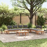 vidaXL 5-delni set vrtnih klopi z blazinami iz trdnega lesa, 2-delni set vrtnih klopi iz trdnega lesa, Vrtna Miza 60x60x30 cm iz trdnega lesa | Shoptok.si