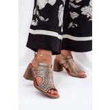 Boto Ladies Perforated Sandals On A Heel Gold Tosine | shoptok.hr