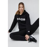Adidas Pamučna dukserica za žene, boja: crna, s kapuljačom, s uzorkom | shoptok.hr