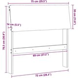  Tapecirani uzglavlje Svijetlo siva 75 cm Čvrsto borovo drvo | shoptok.hr