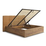 Bobochic Paris Oker rumena oblazinjena oblazinjena/iz iverne plošče zakonska postelja s prostorom za shranjevanje z letvenim dnom 180x200 cm Kumo – | Shoptok.si