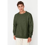 Trendyol Khaki Oversize Crew Neck Hair Knitted Sweater | Shoptok.si