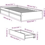 vidaXL Posteljni okvir s predali dimljen hrast 90x190 cm inž. les | Shoptok.si