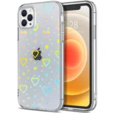 Clear case silikonski ovitek hologram za iphone 13 pro - prozoren s srčki