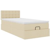 vidaXL Otomanski posteljni okvir z vzmetnico krem 90x190 cm blago, (21607745) | Shoptok.si
