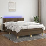 The Living Store Box spring postelja z vzmetnico LED temno rjava 140x190cm blago - Box Spring Postelja, (21521176) | Shoptok.si