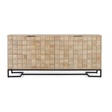 GINER Y COLOMER Ročno izrezljana in ročno izdelana kredenca iz mangovega lesa, 180 cm, (22147899) | Shoptok.si