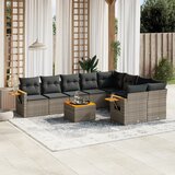 Maison Chic Seti vrtnega pohištva - Vrtna garnitura - Vrtni pohištvo set 10-delna z blazinami siv poli ratan, (21811890) | Shoptok.si