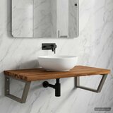  Polica za Lavabo - Umivaonik s prirodnim rubom montirana na zid - Prirodno kava 40 x 50 x 24 cm Četvrtasto | shoptok.hr
