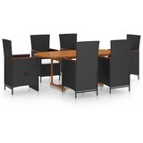  7-dijelni vrtni blagovaonski set od poliratana crni | shoptok.hr