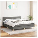  Box spring postelja z vzmetnico temno siva 180x200 cm blago | Shoptok.si
